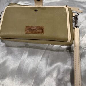 Wrangler Sage Green Wristlet with Cream Accents